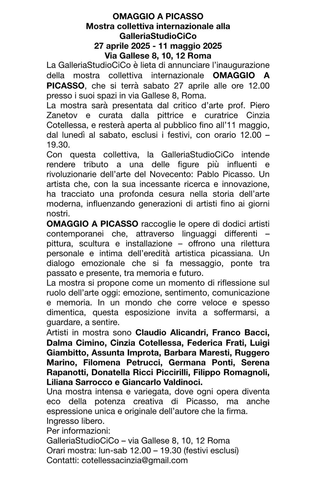Galleria Studio CiCo 1e07924b-2c3e-4ad6-8312-b10017257163OMAGGIO A PICASSO